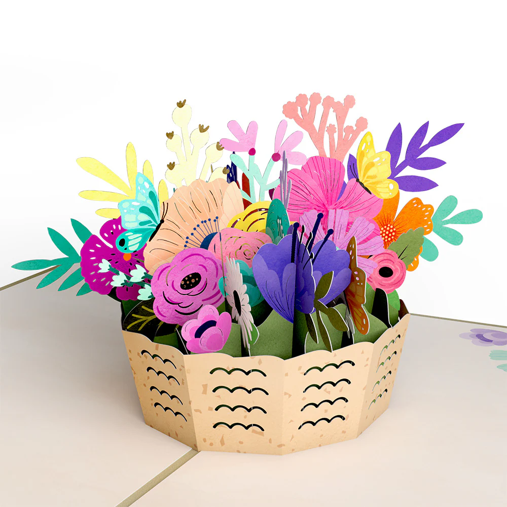 Colorful Blooms Basket Pop-Up Card - Image 2