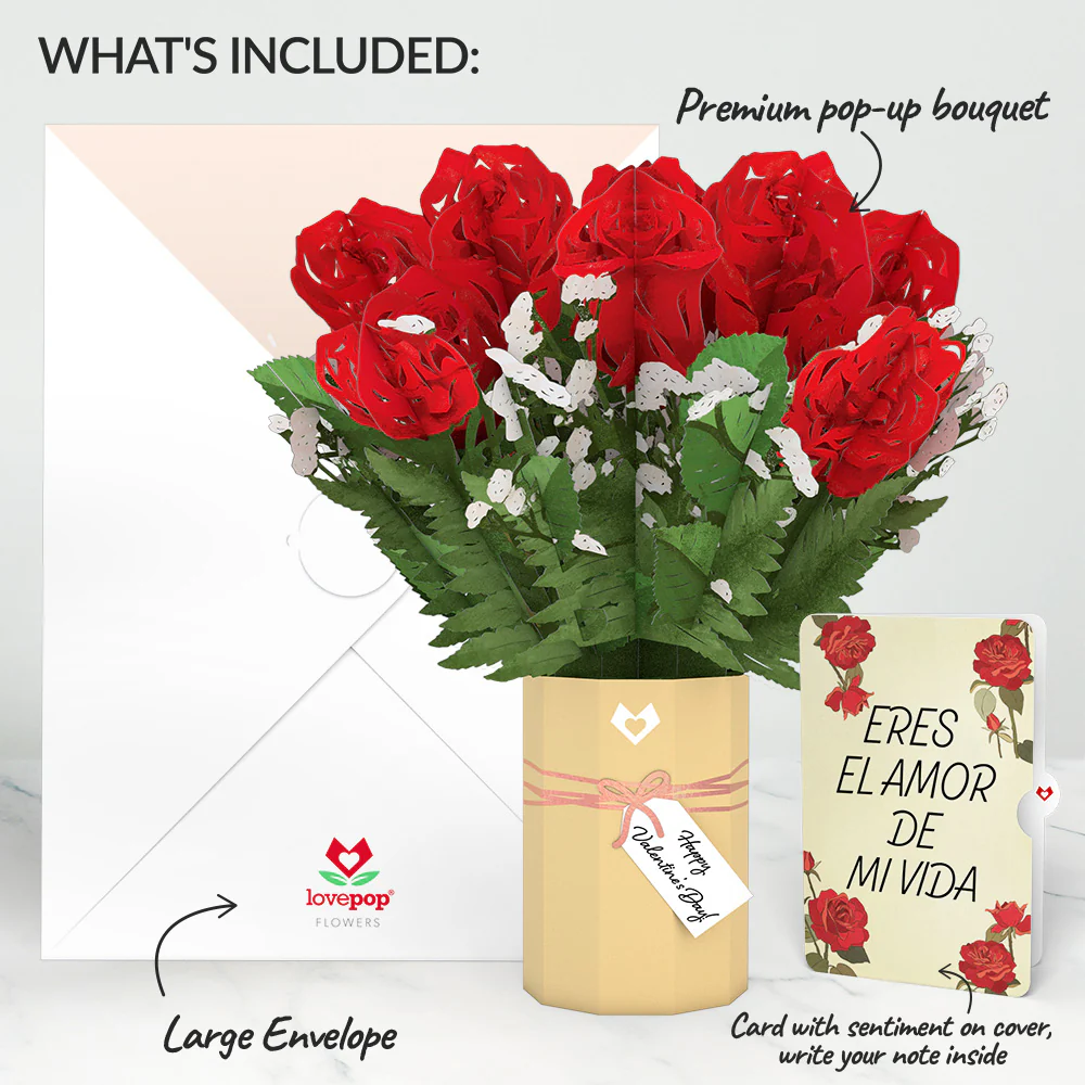 Valentine's Day Flower Eres El Amor De Mi Vida Bouquet and Sentiment Set - Image 2