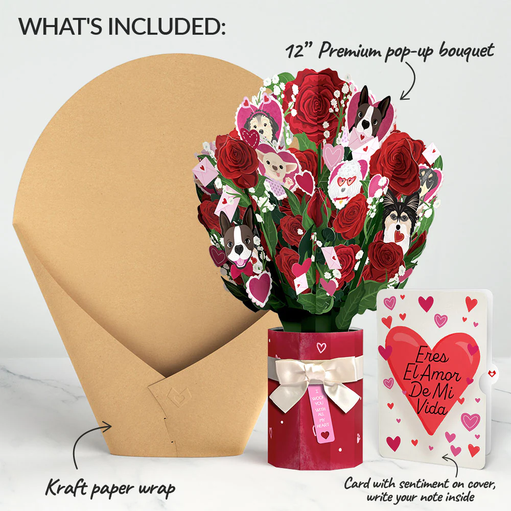 I Woof You Dog Eres El Amor De Mi Vida Valentine Bouquet and Sentiment Set - Image 2