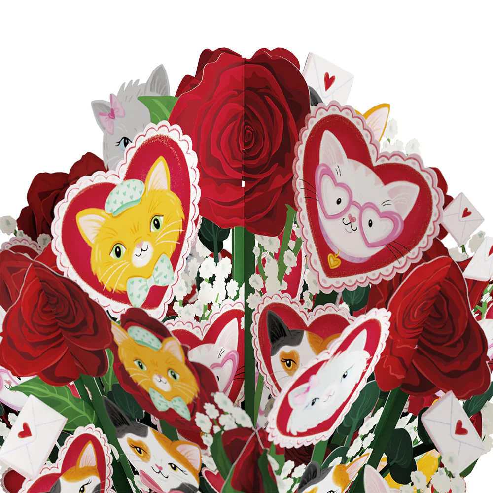 You Make My Heart Purr Cat Distance Can't Stop My Love Valentine Bouquet and Sentiment Set - Image 3
