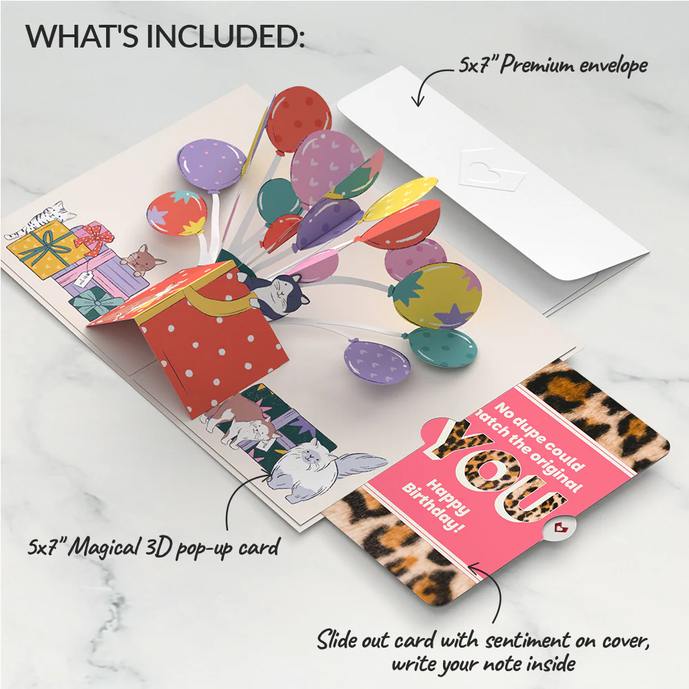Curious Cats Birthday Pop-Up Card and The original YOU Sentiment Set - Image 2
