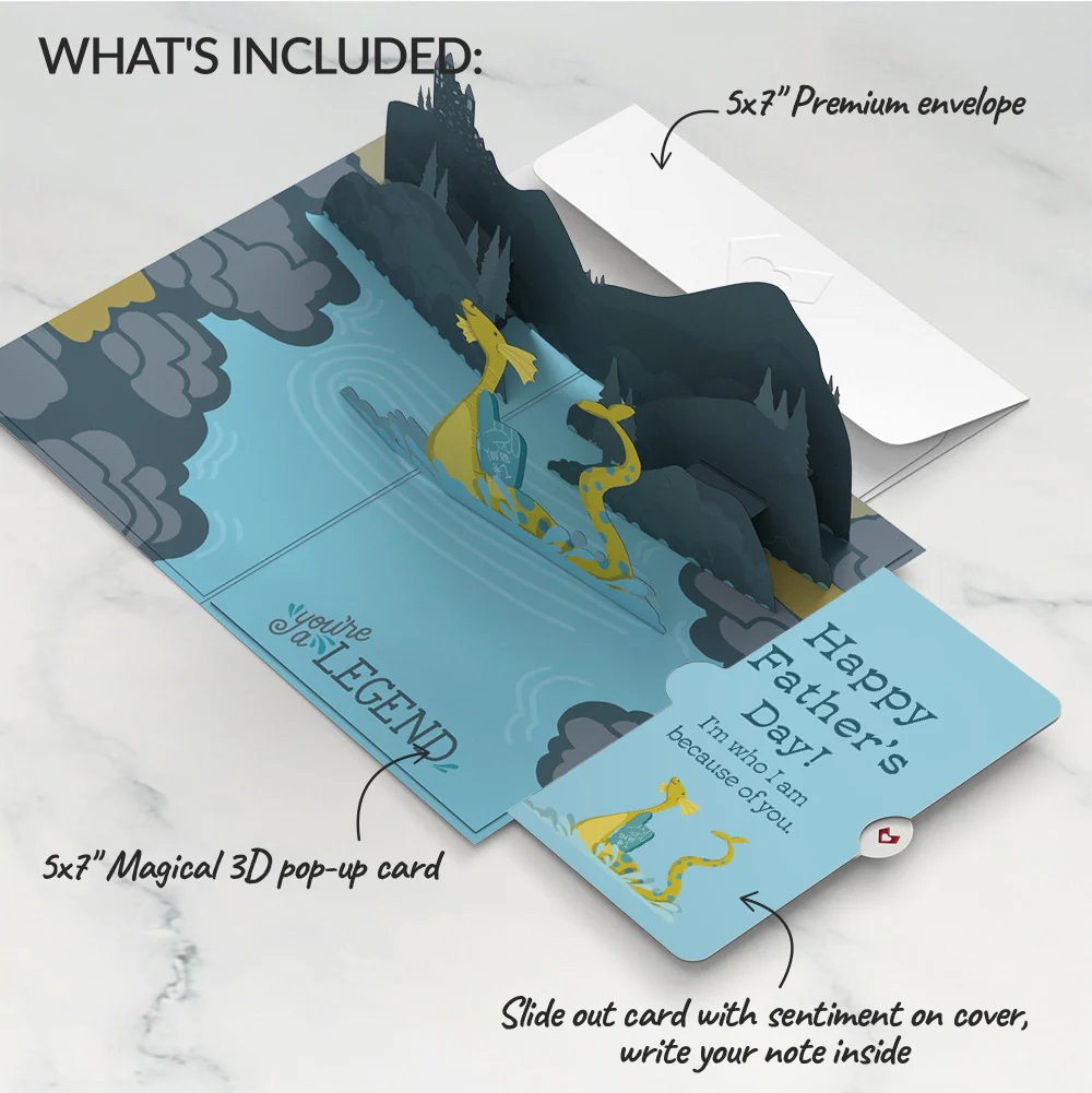 Dad You're a Legend Loch Ness Monster Father's Day Pop-Up Card and Sentiment Set - Image 2