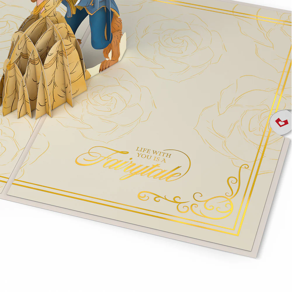 Disney’s Beauty and the Beast Pop-Up Card & Flower Buds Bouquet Bundle - Image 4