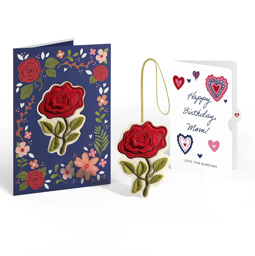 Everlasting Rose Birthday HeartFelt Charm Card™ and Sentiment Set for Mom