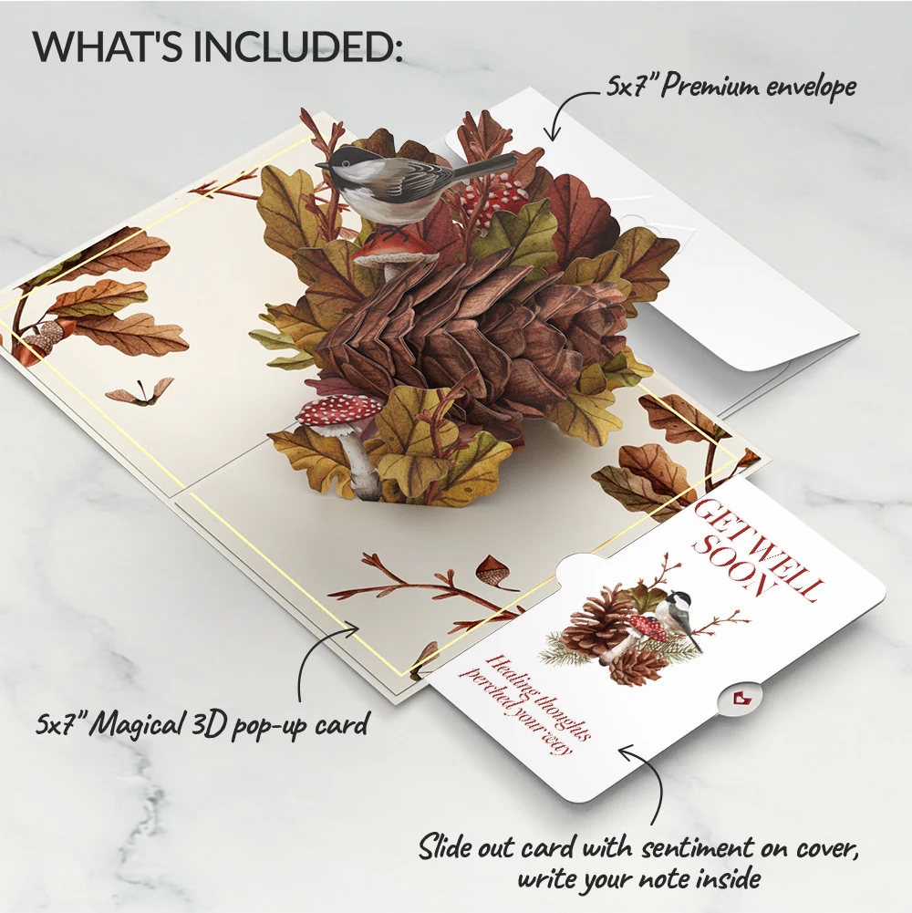 Fall Forest Floor Get Well Soon Pop-Up Card and Sentiment Set - Image 2