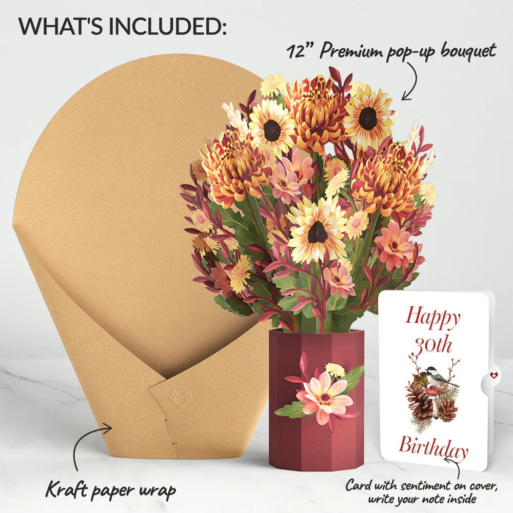 Fall Sunshine 30th Birthday Bouquet and Sentiment Set - Image 2
