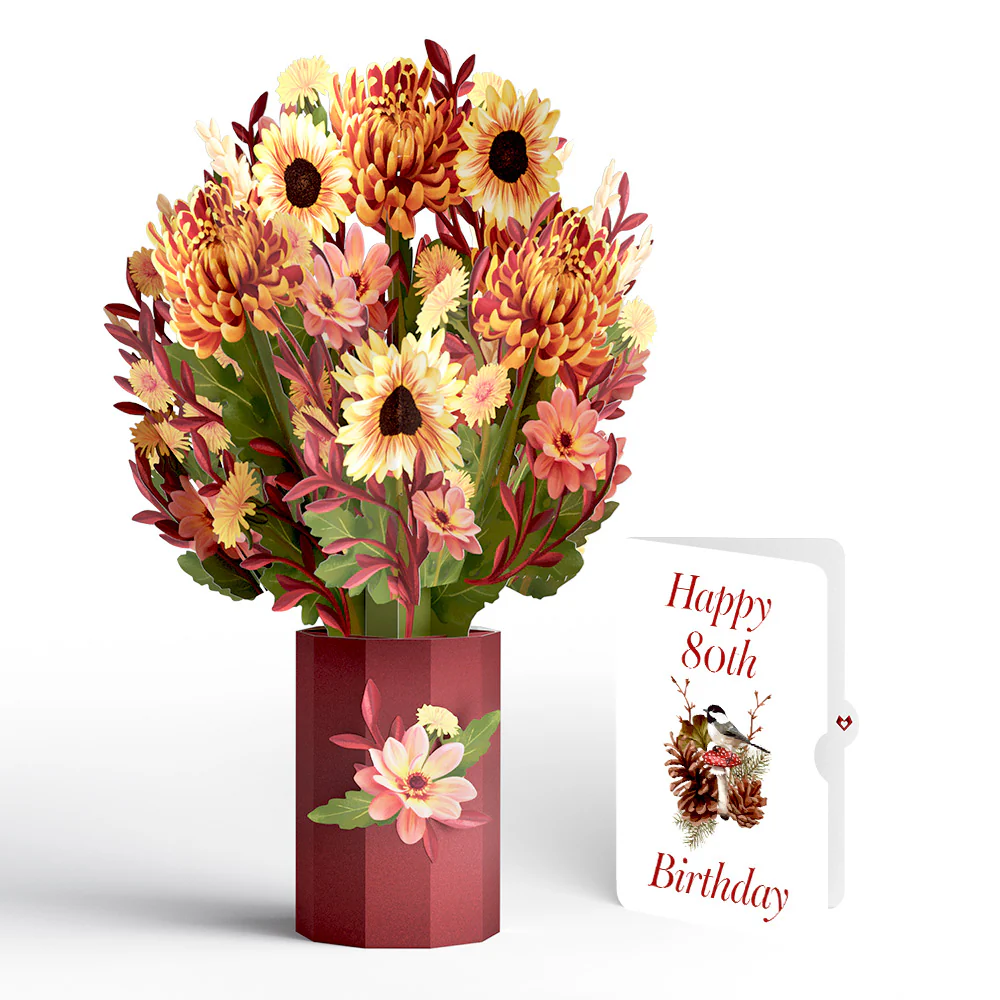 Fall Sunshine 80th Birthday Bouquet and Sentiment Set