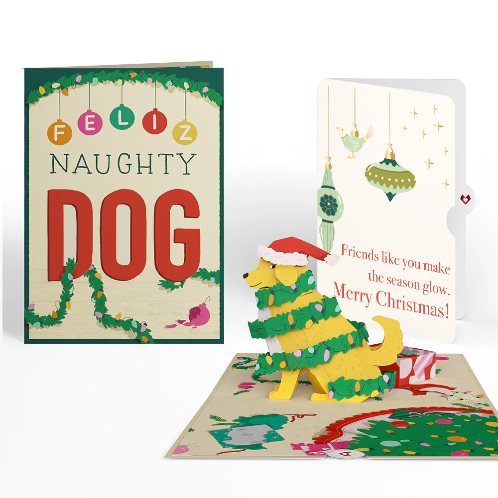 Feliz Naughty Dog Christmas Pop-Up Card and Sentiment Set for Friend