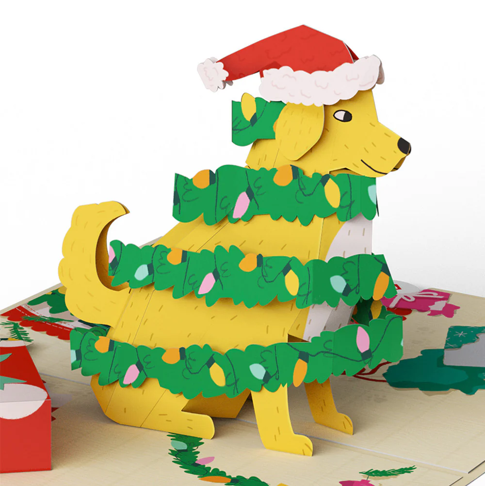 Feliz Naughty Dog Christmas Pop-Up Card and Twinkling Ornaments Sentiment Set for Son - Image 3