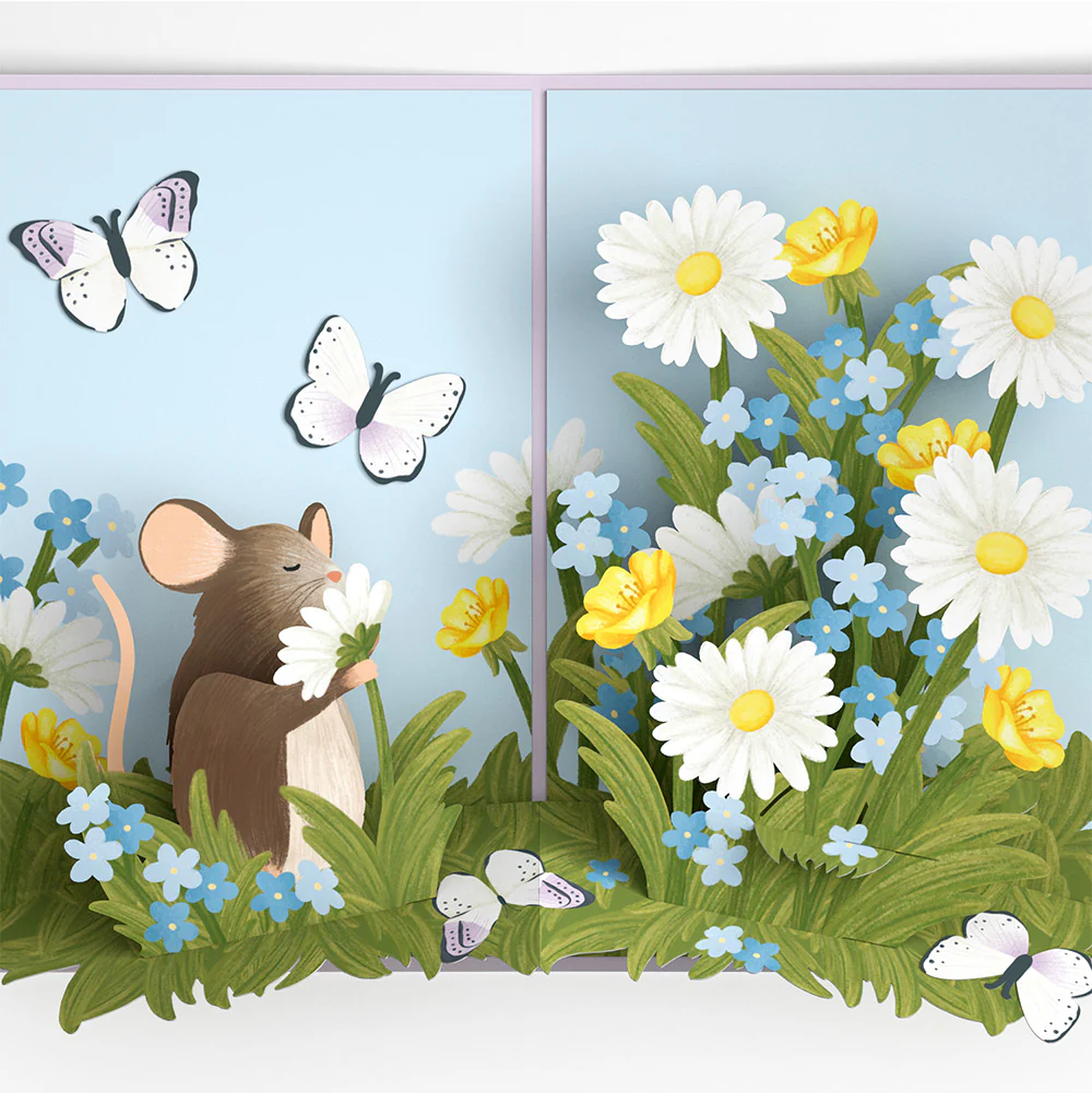 Field Mouse in the Flowers Birthday Pop-Up Card and Sentiment Set - Image 3