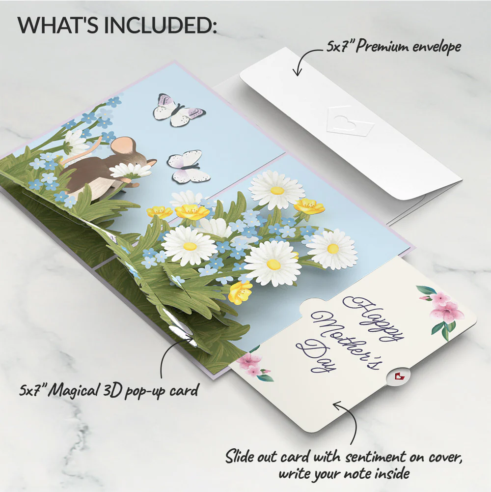 Field Mouse in the Flowers Mother's Day Pop-Up Card and Sentiment Set - Image 2