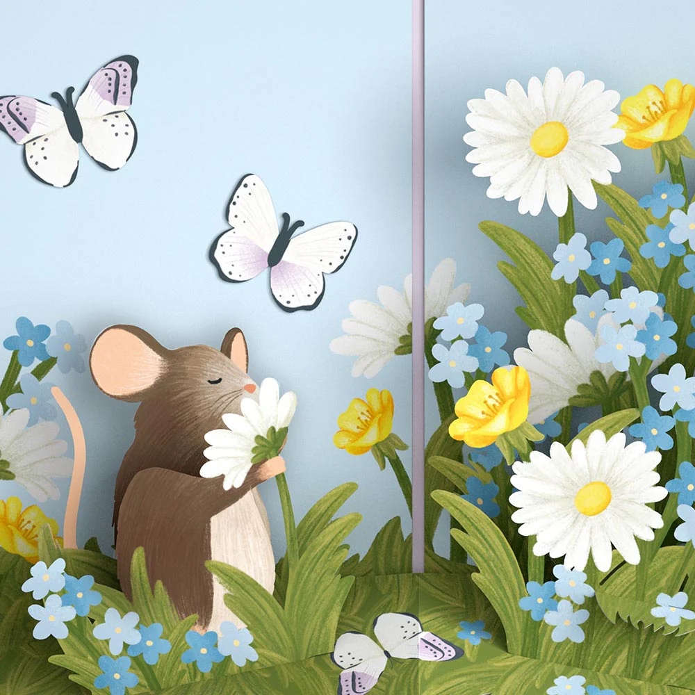 Field Mouse in the Flowers Mother's Day Pop-Up Card and Sentiment Set for Spanish Mom - Image 3