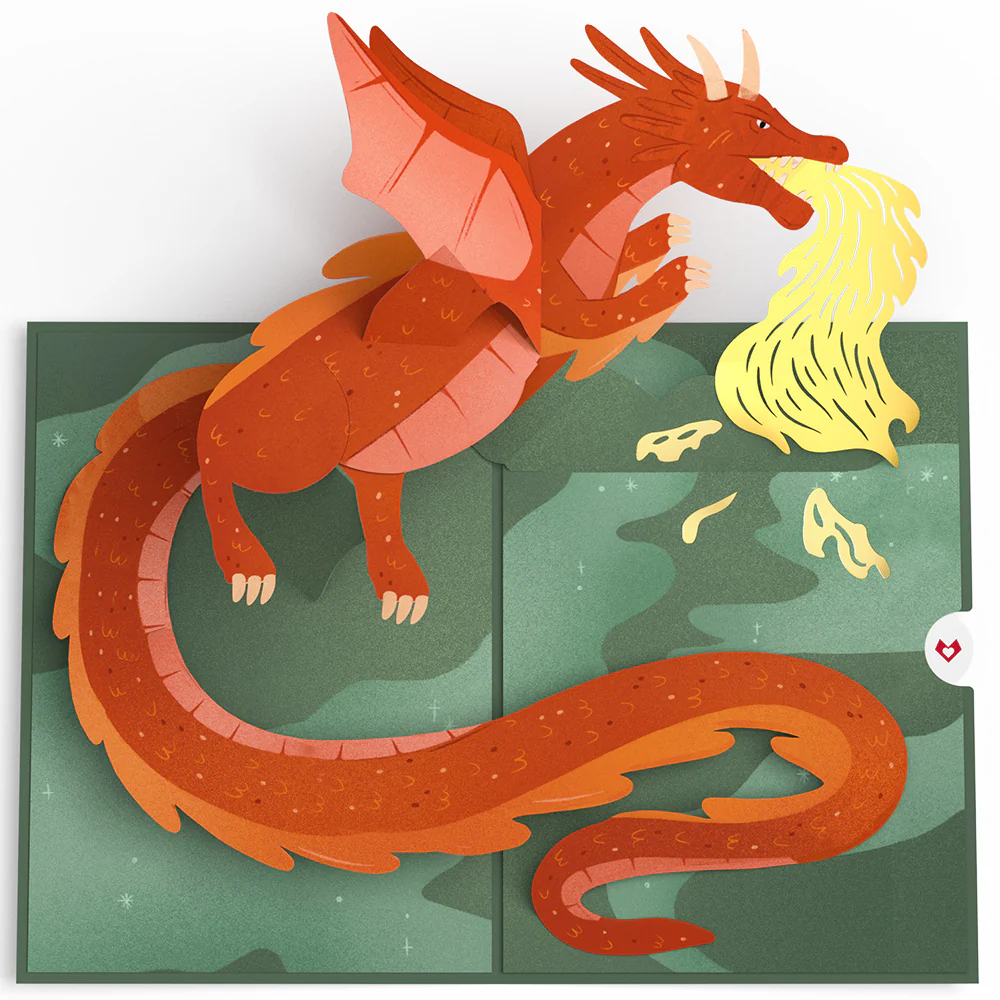 Fired Up for Your Birthday Dragon Pop-Up Card - Image 3