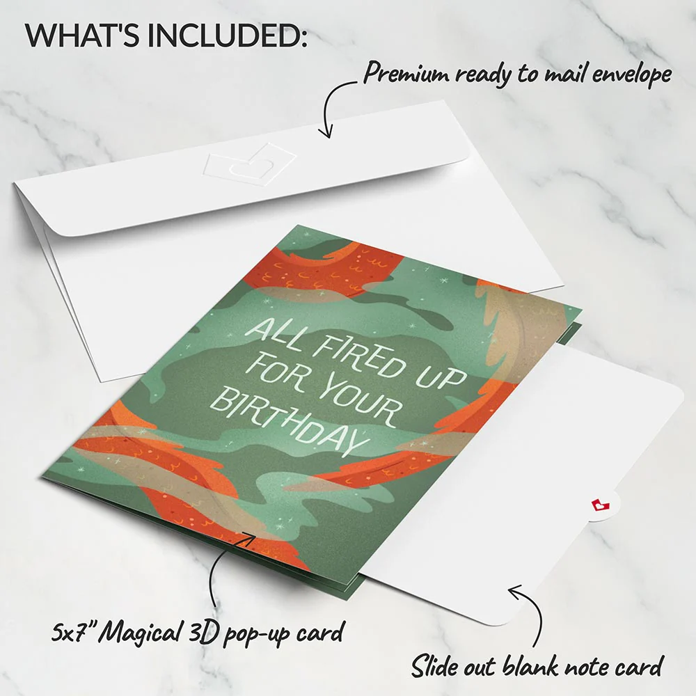 Fired Up for Your Birthday Dragon Pop-Up Card - Image 5