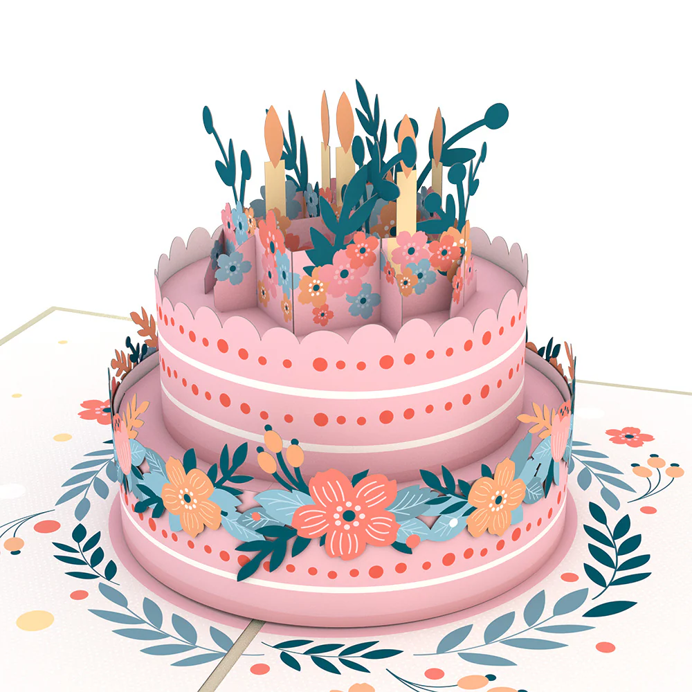 Floral Birthday Cake Pop-Up Card - Image 2