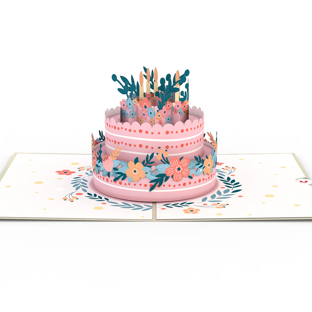 Floral Birthday Cake Pop-Up Card - Image 3