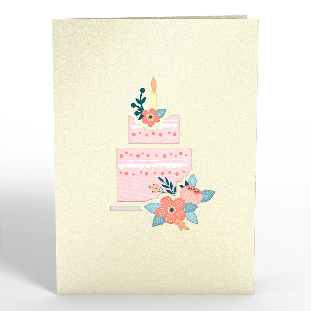 Floral Birthday Cake Pop-Up Card - Image 4