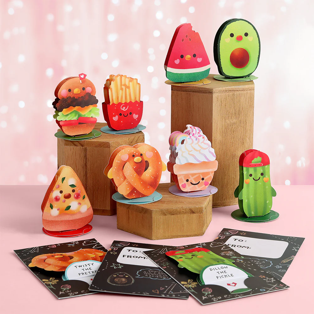 Foodie Friends Valentine's Day Cards for Kids: Classroom 8-Pack