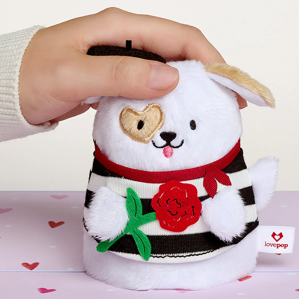 French Love Dog Valentine Plushpop Card and Love Letters Long Distance Relationship Sentiment Set - Image 3