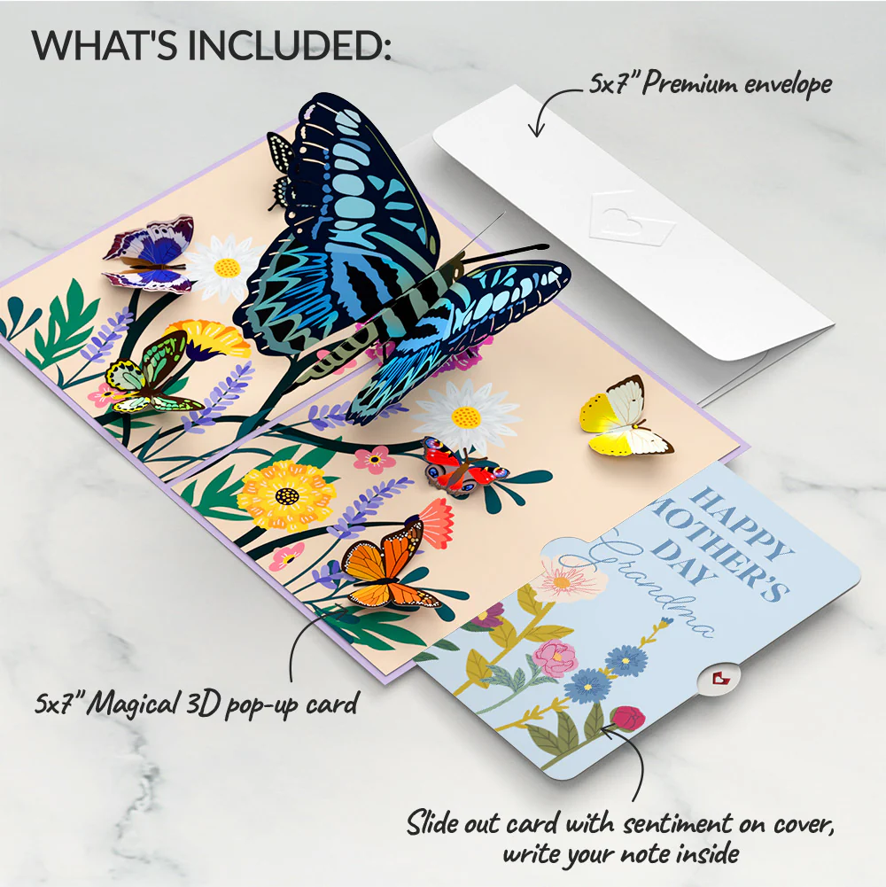 Garden Butterflies Mother's Day Pop-Up Card and Sentiment Set for Grandma - Image 2