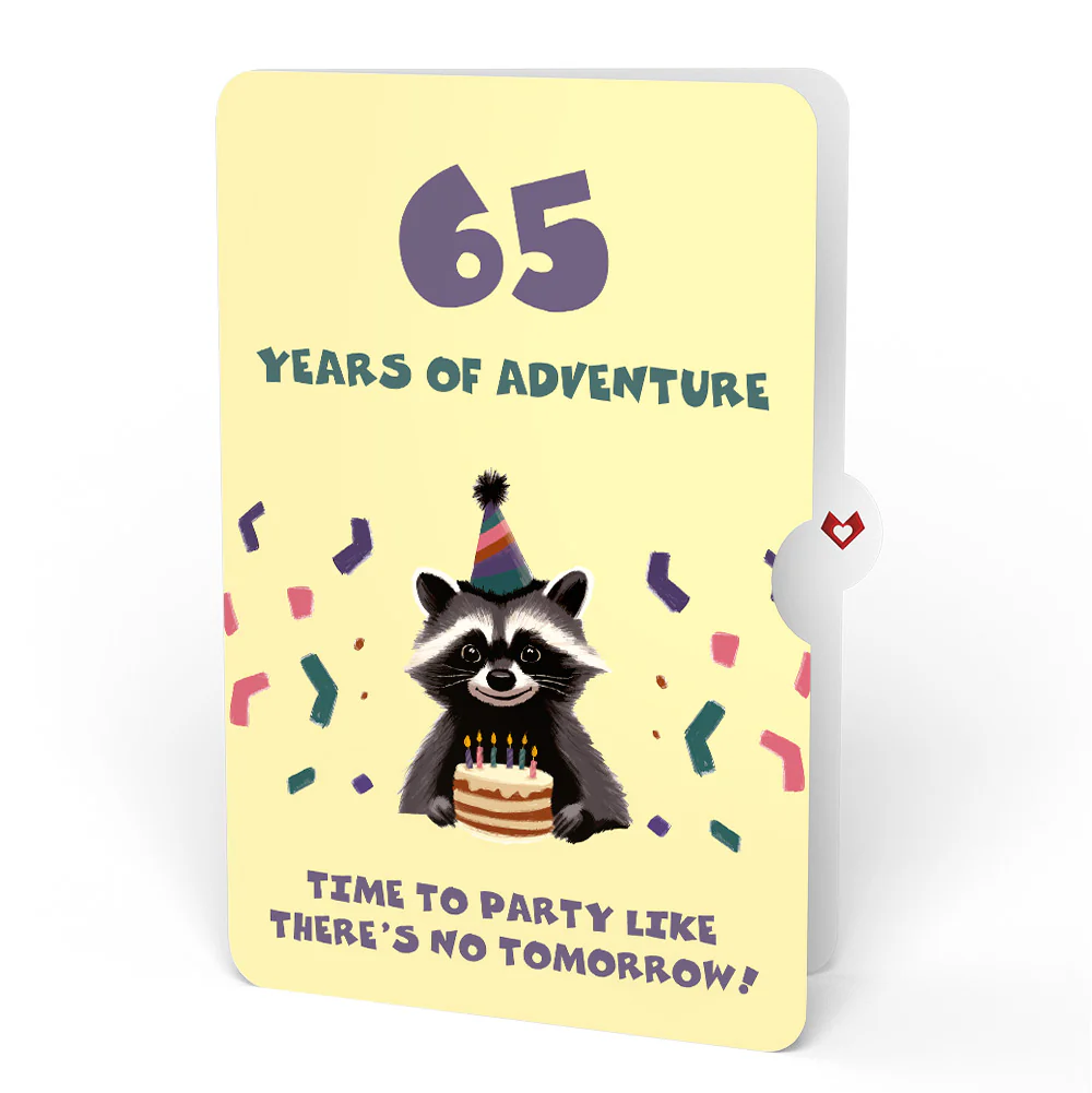 Go Feral Raccoon 65th Birthday Pop-Up Card and Sentiment Set - Image 4