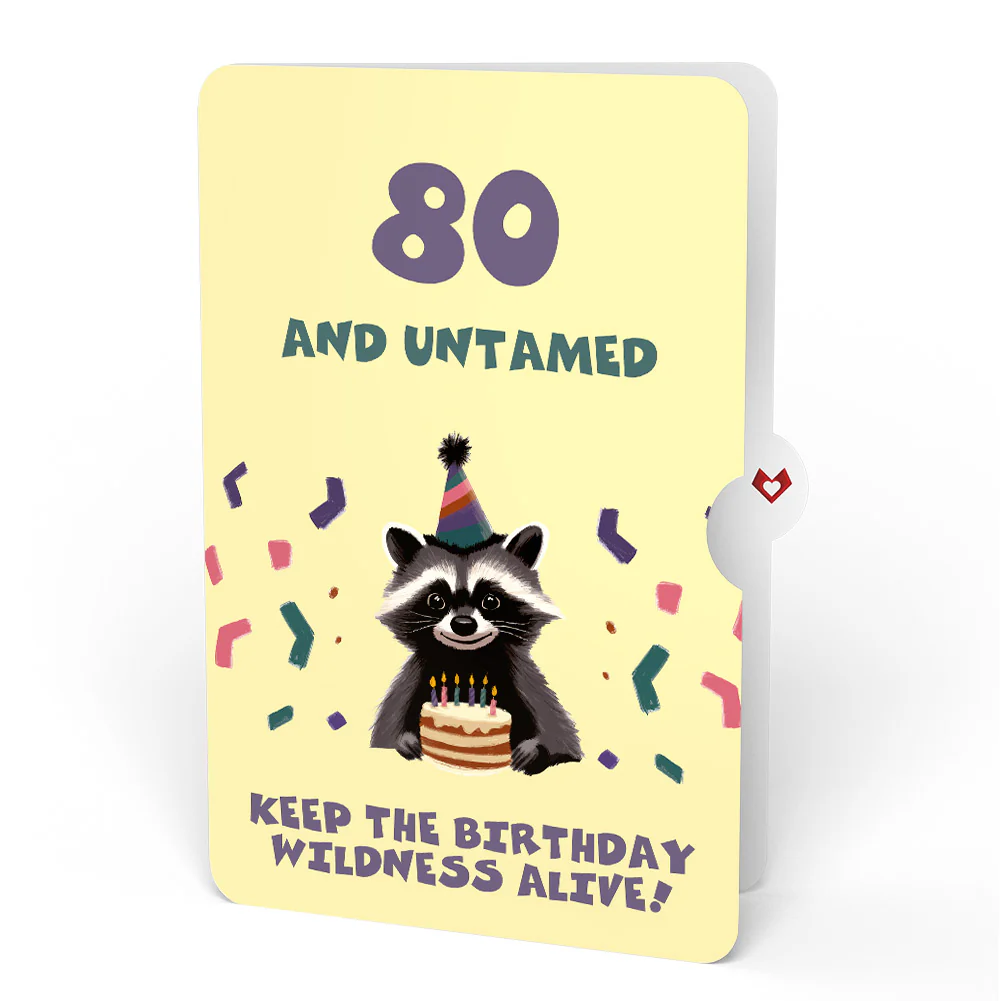 Go Feral Raccoon 80th Birthday Pop-Up Card and Sentiment Set - Image 4