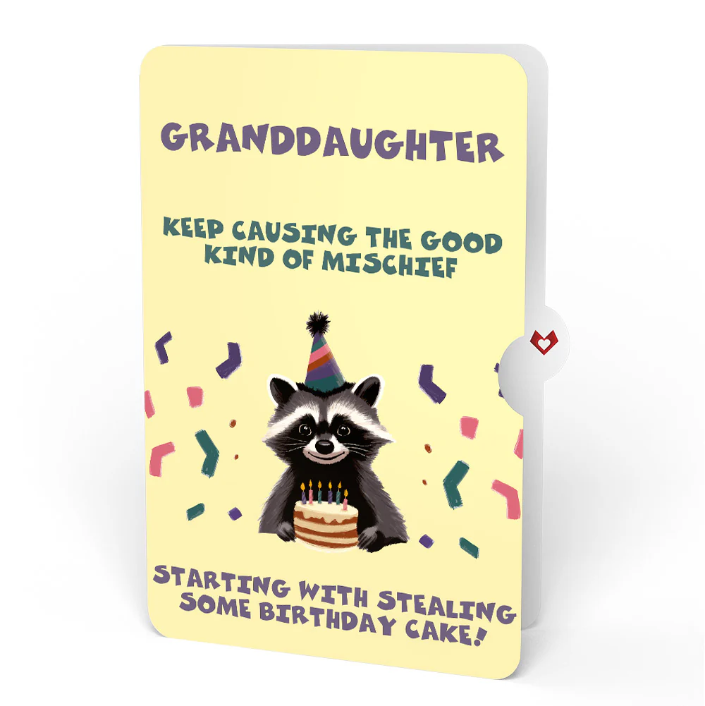 Go Feral Raccoon Birthday Pop-Up Card and Sentiment Set for Granddaughter - Image 4