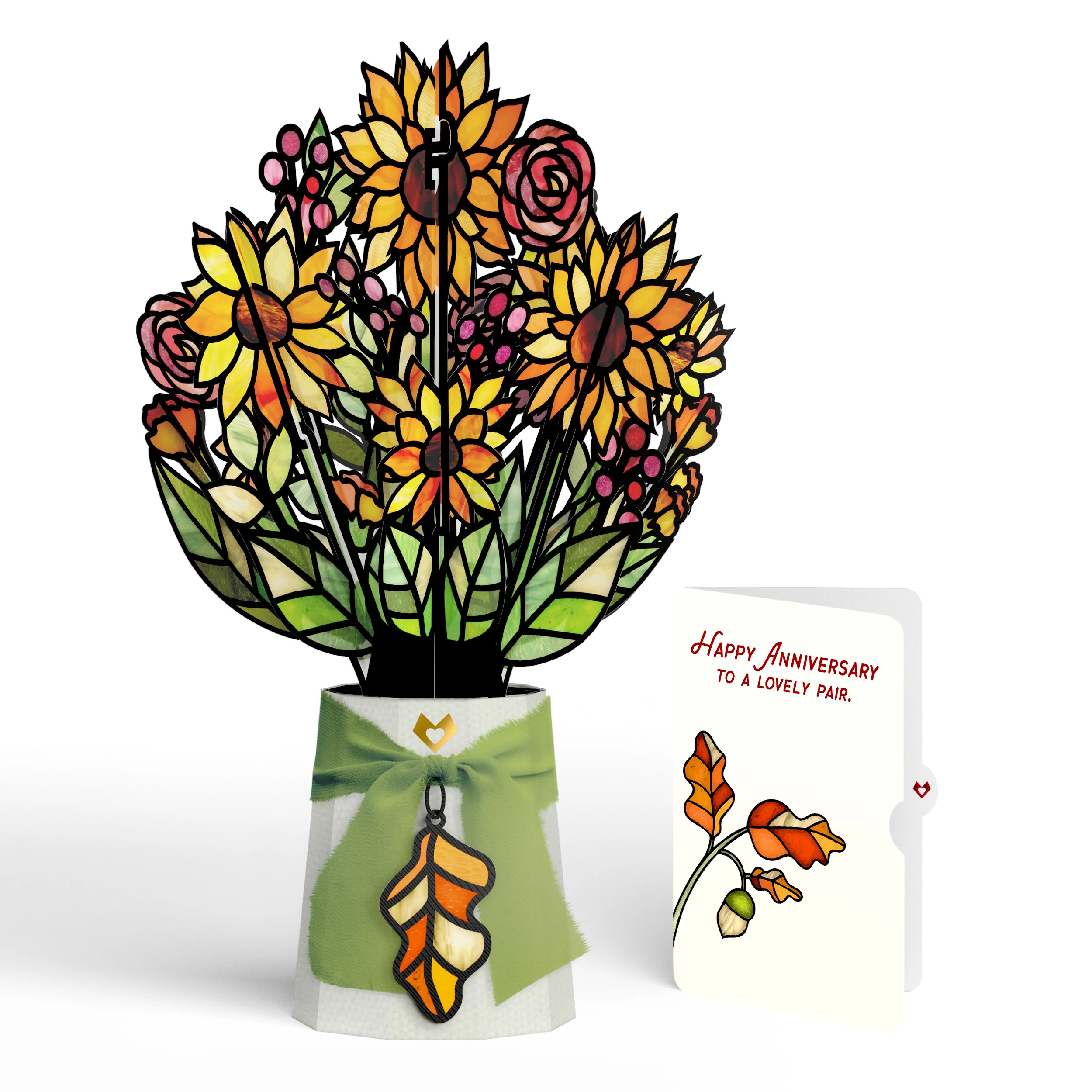 Golden Hour Sunflower Anniversary Suncatcher Bouquet and Sentiment Set