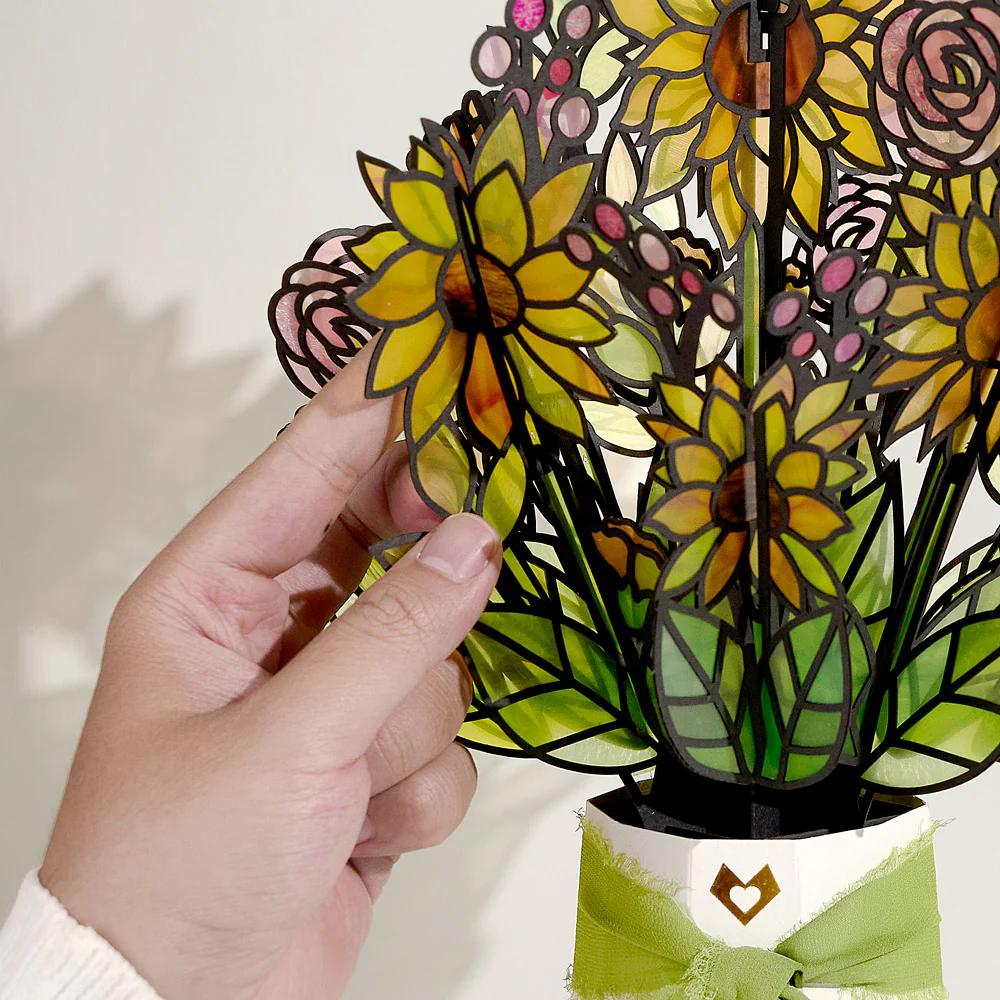 Golden Hour Sunflower Birthday Suncatcher Bouquet and Sentiment Set for Best Friend - Image 3