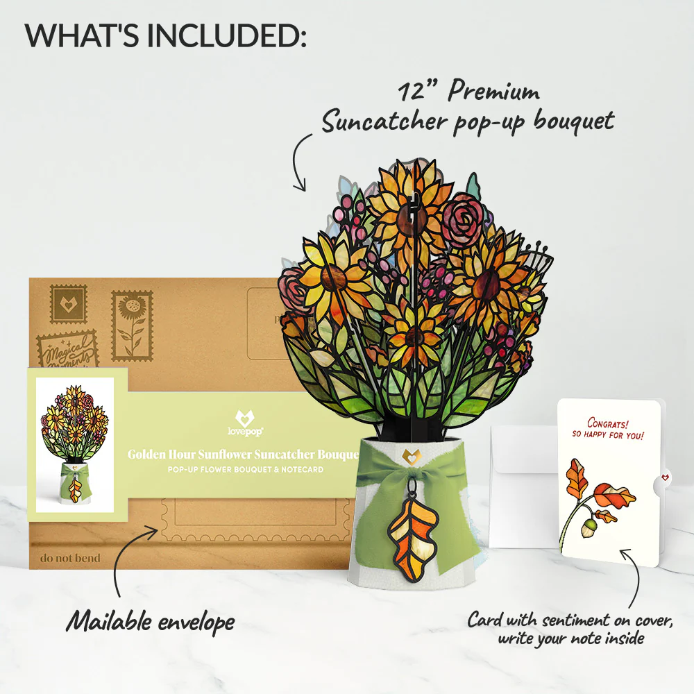 Golden Hour Sunflower Congratulations Suncatcher Bouquet and Sentiment Set - Image 2