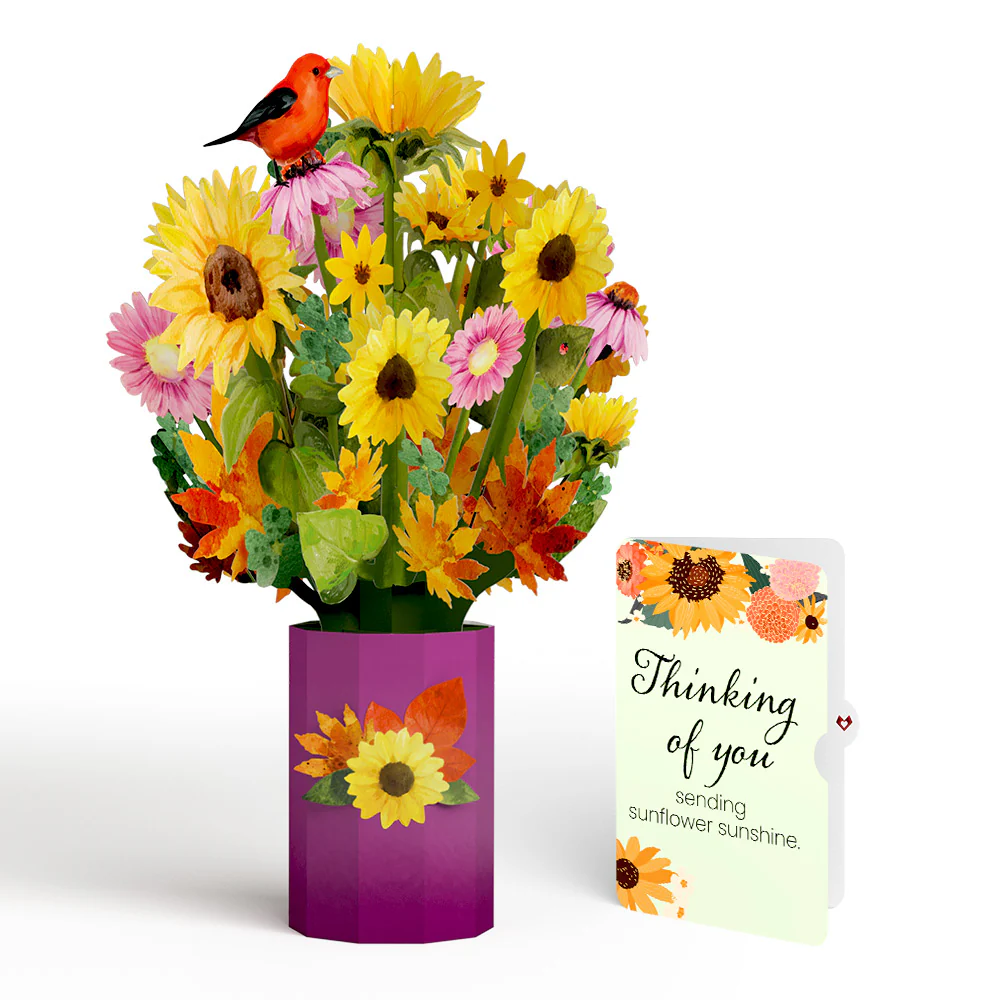 Golden Sunflower Thinking of You Bouquet and Sentiment Set