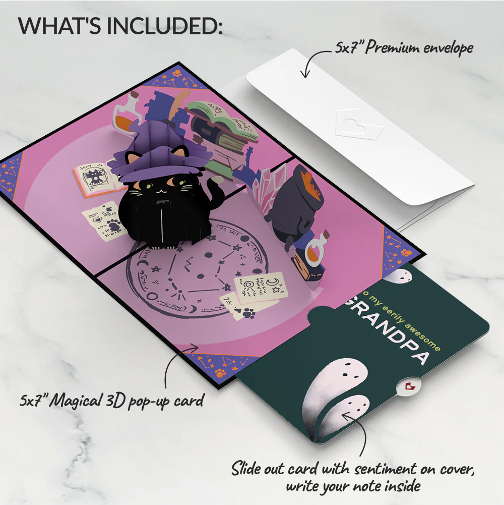 Halloween Cat Classic Pop-Up Card and Sentiment Set for Grandpa - Image 2