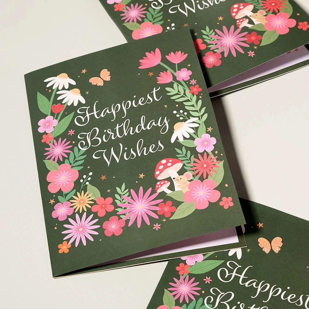 'Happiest Birthday Wishes' Floral Field Mouse Plushpop Card - Image 4