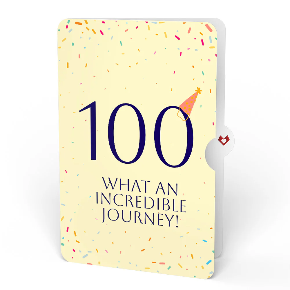 Happy 100th Birthday Confetti Cake Music and Lights Pop-Up Card and Party Hat Sentiment Set - Image 4
