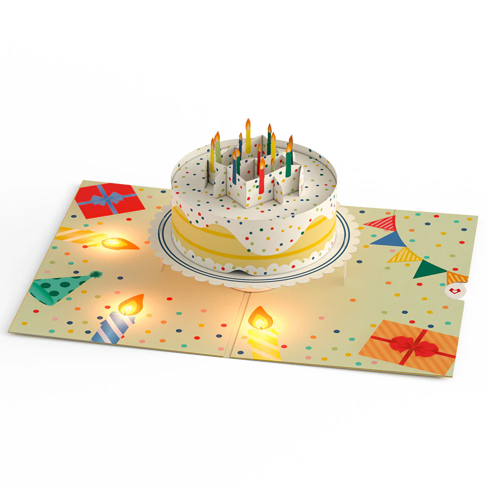 Happy 20th Birthday Confetti Cake Music and Lights Pop-Up Card and Party Hat Sentiment Set - Image 3