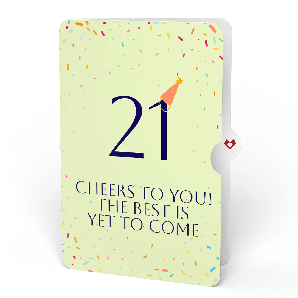 Happy 21st Birthday Balloons Music and Lights Pop-Up Card and Party Hat Sentiment Set - Image 4