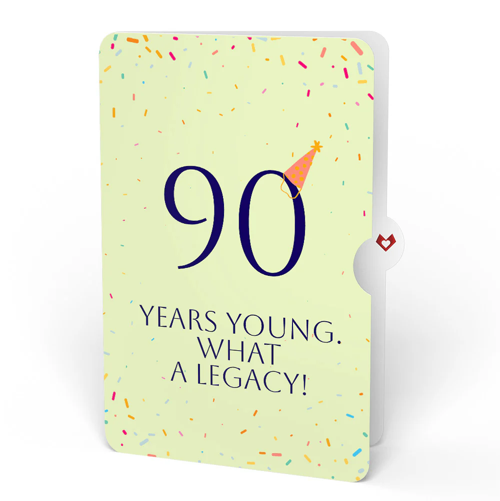 Happy 90th Birthday Confetti Cake Music and Lights Pop-Up Card and Party Hat Sentiment Set - Image 4