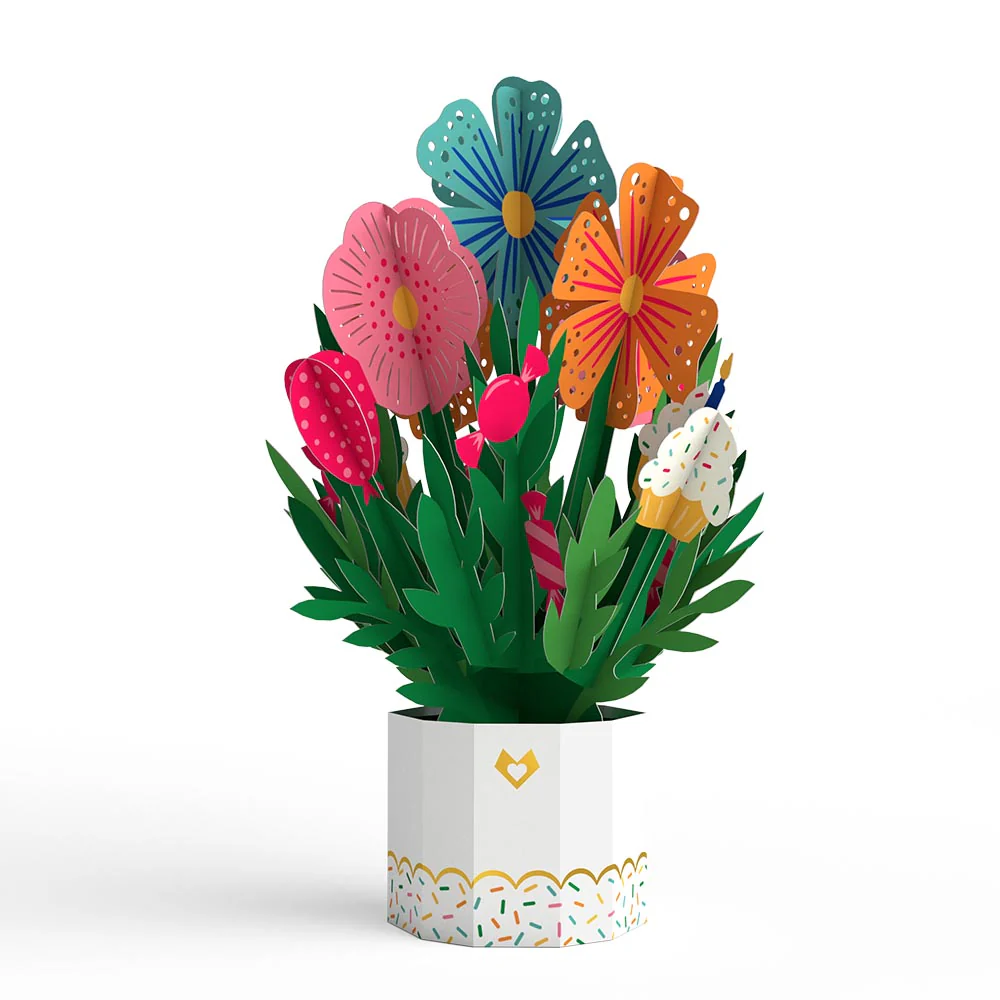 Happy Birthday Card with Mini Bouquet - Image 2