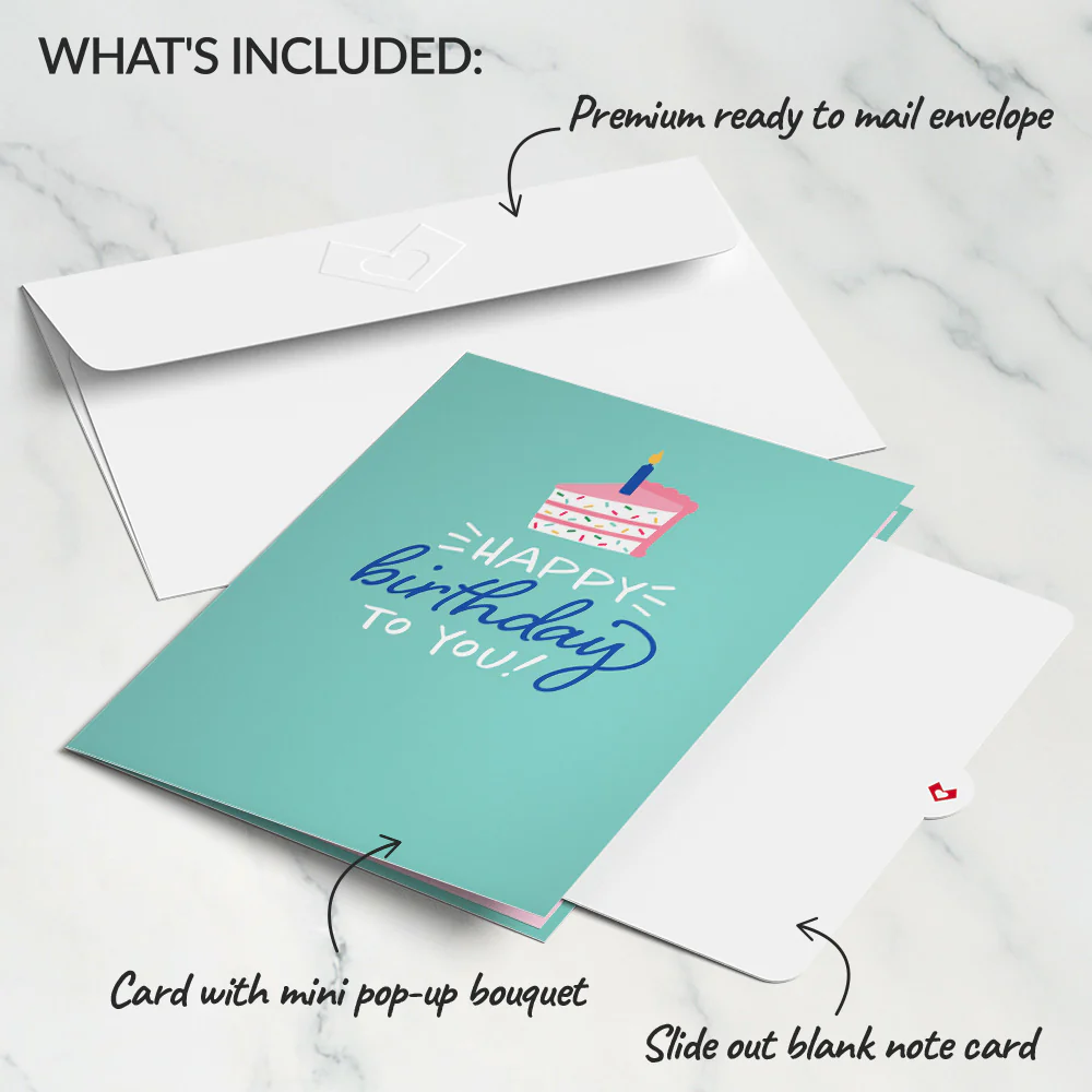 Happy Birthday Card with Mini Bouquet - Image 4
