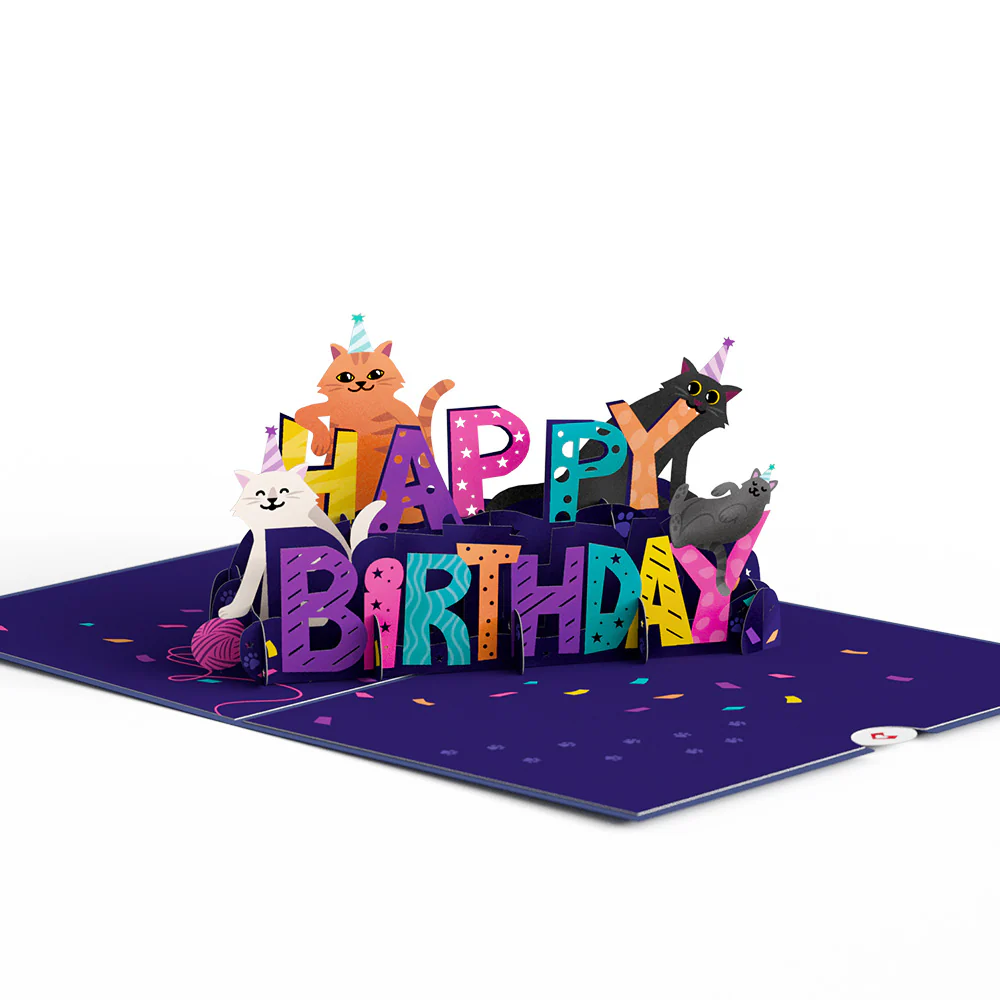Happy Birthday Cats Pop-Up card - Image 3