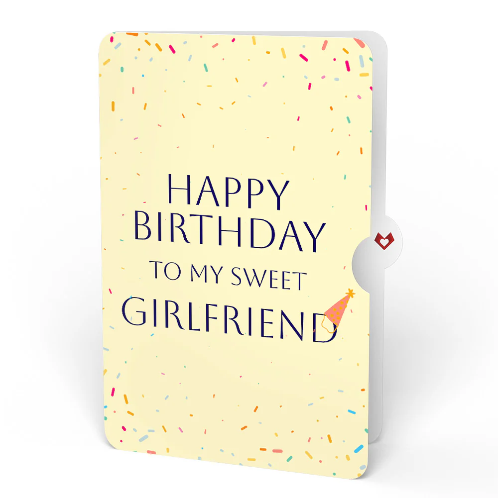 Happy Birthday Confetti Cake Music and Lights Pop-Up Card and Sentiment Set for Girlfriend - Image 4