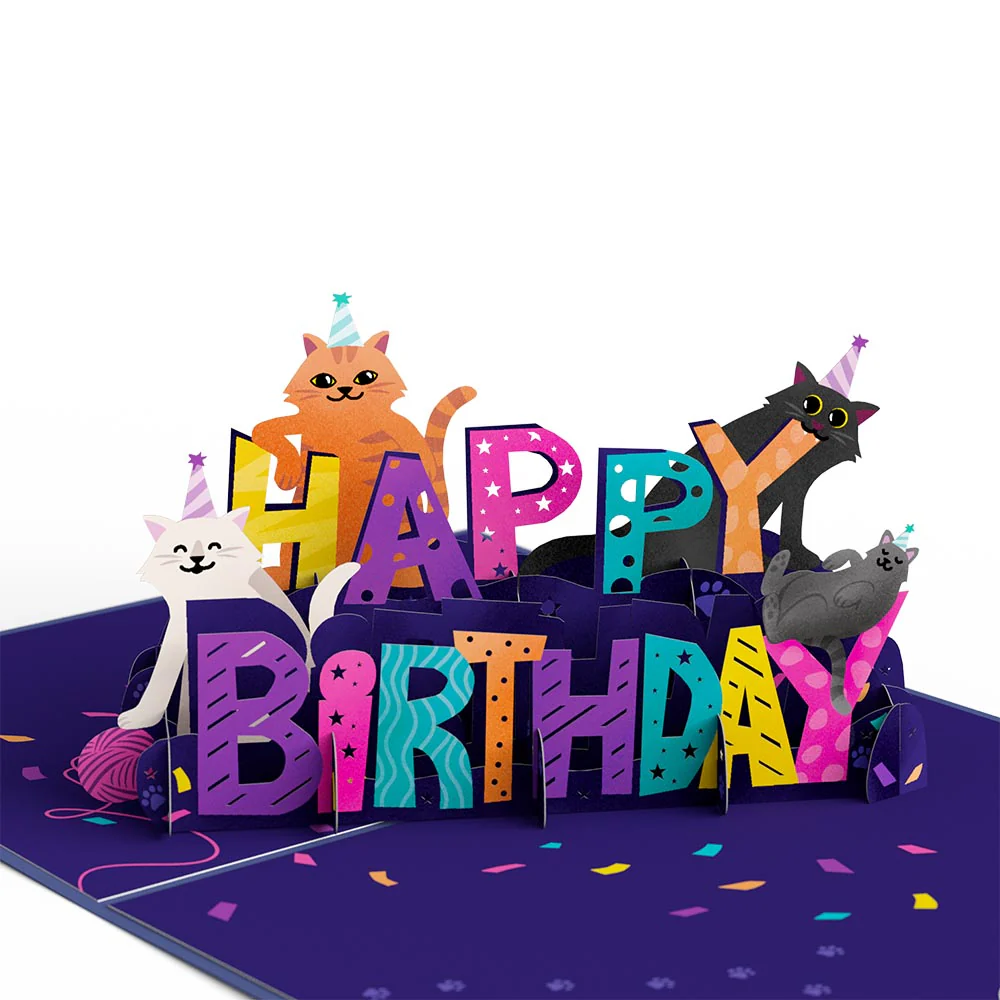 Happy Birthday Cats Pop-Up Card and Sentiment Set for Son - Image 3
