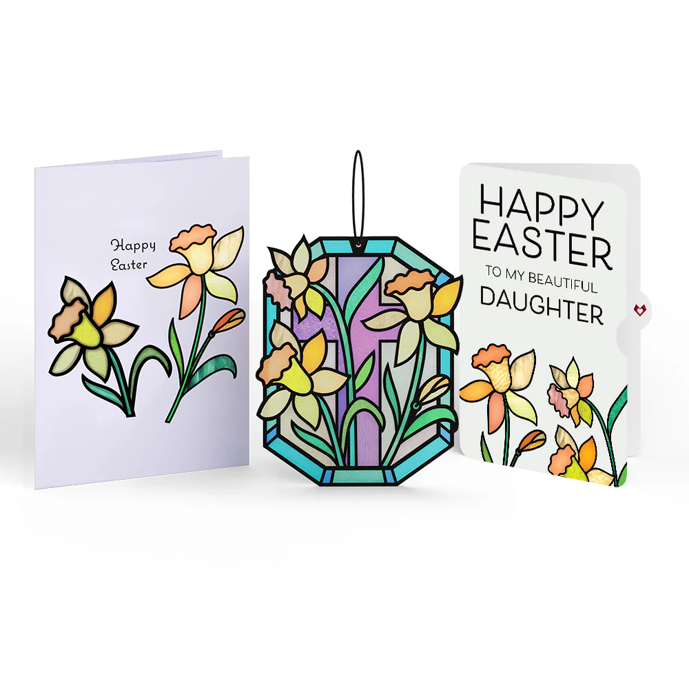 Happy Easter Daffodil Easter Suncatcher Card and Sentiment Set for Daughter