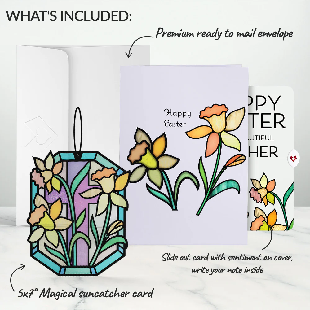 Happy Easter Daffodil Easter Suncatcher Card and Sentiment Set for Mom - Image 2