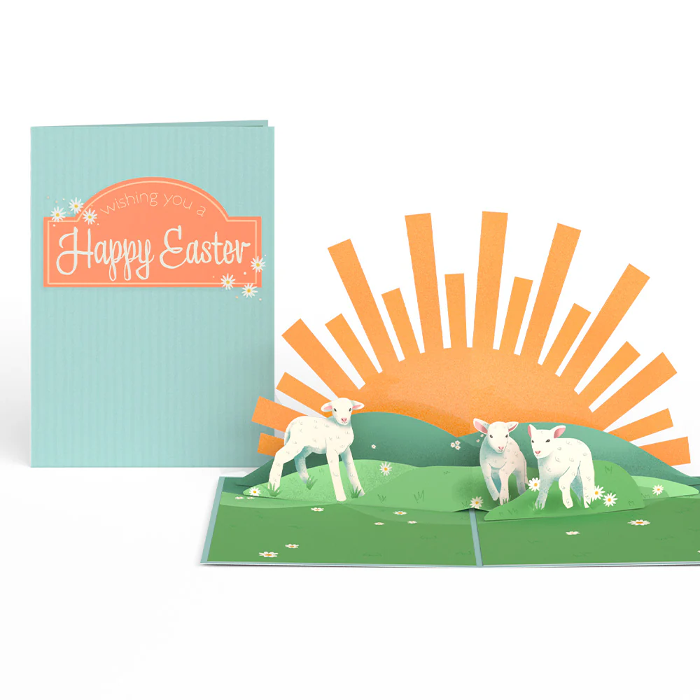 Happy Easter Lambs Pop-Up Card & Bouquet Bundle - Image 2