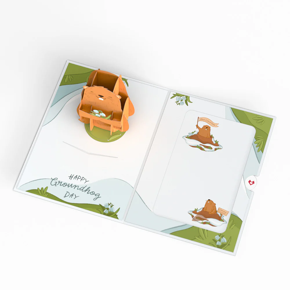 Happy Groundhog Day Card with Pop-Up Gift - Image 4