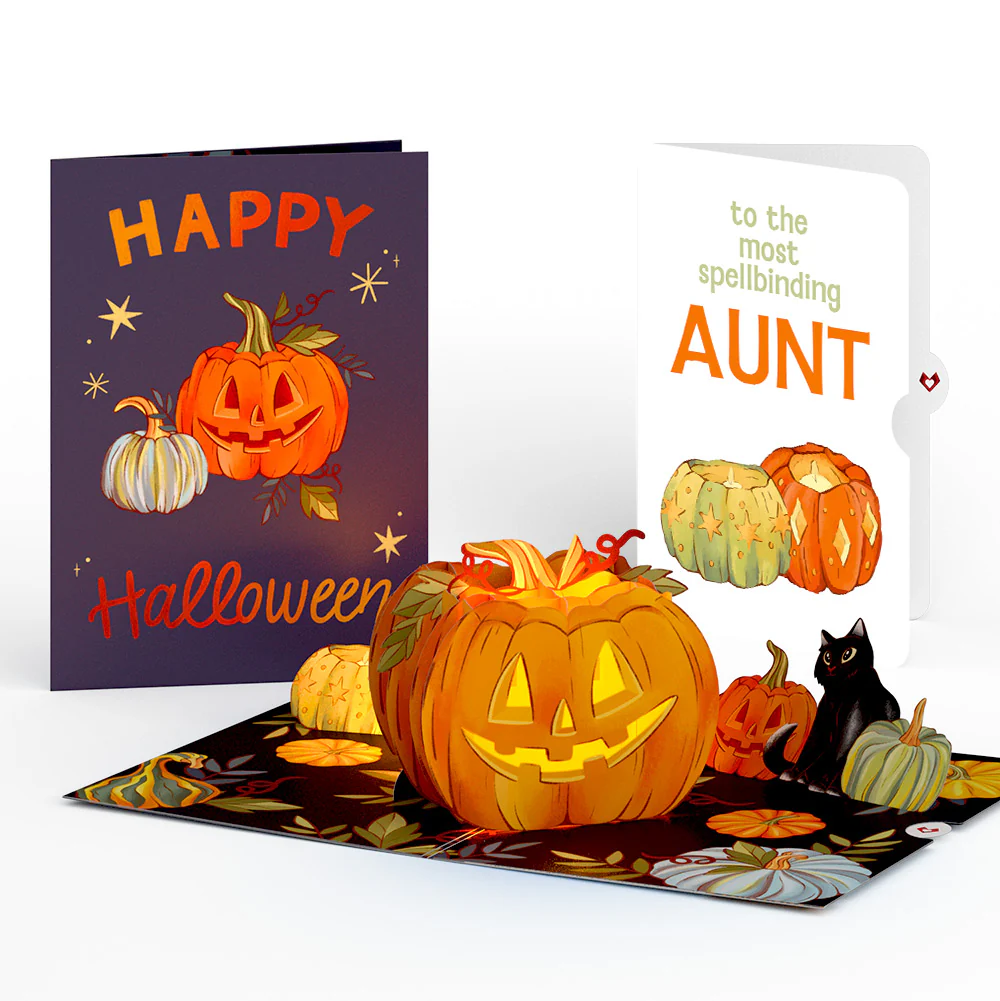 Happy Halloween Pumpkin Light-Up Pop-Up Card and Sentiment Set for Aunt