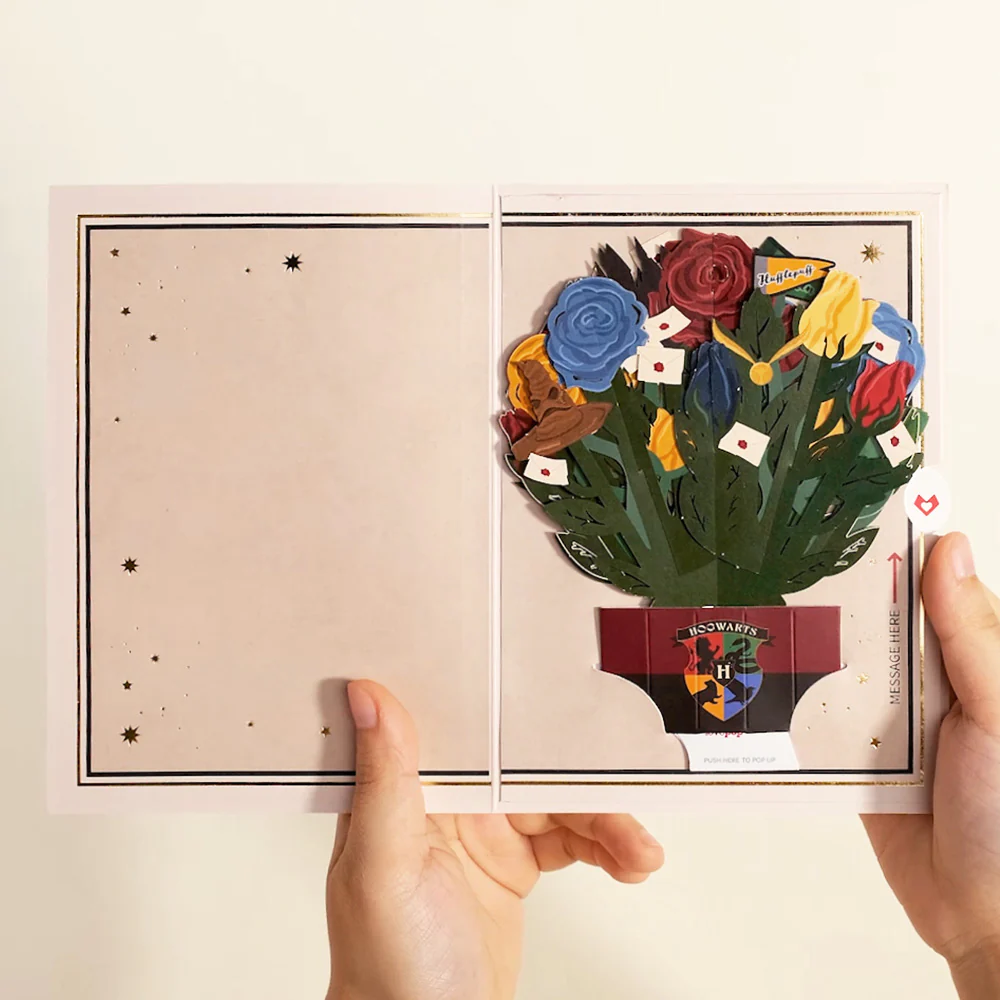 Harry Potter™ Spellbinding Birthday Card with Mini Bouquet - Image 3