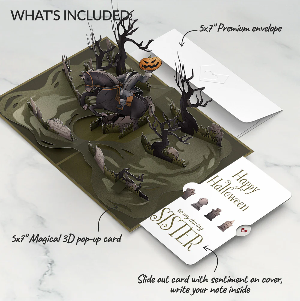 Headless Horseman Halloween Pop-Up Card and Sentiment Set for Sister - Image 2