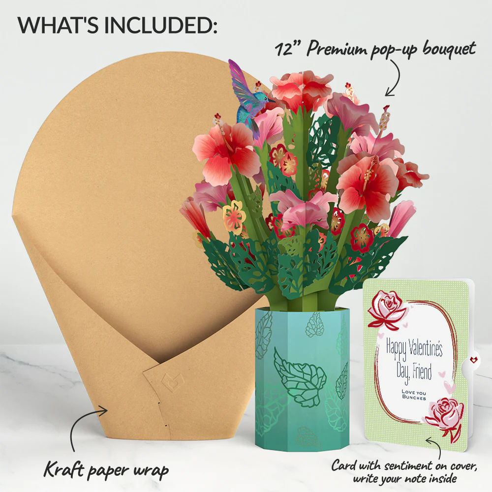 Hibiscus Valentine Bouquet and Sentiment Set for Friend - Image 2